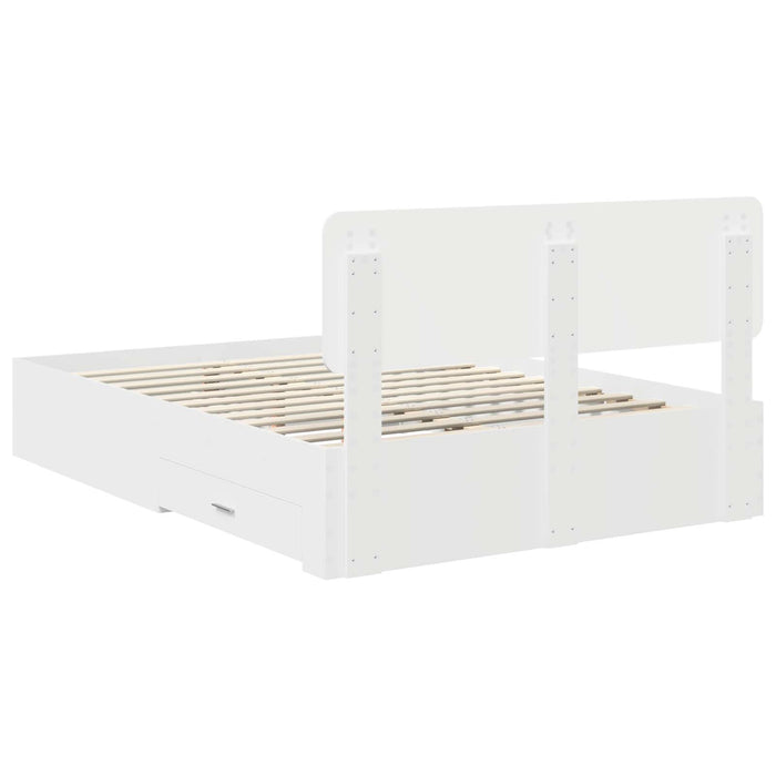 Cadru de pat cu headboard Alb 140 x 190 cm Lemn compozit - WALTI WALTI