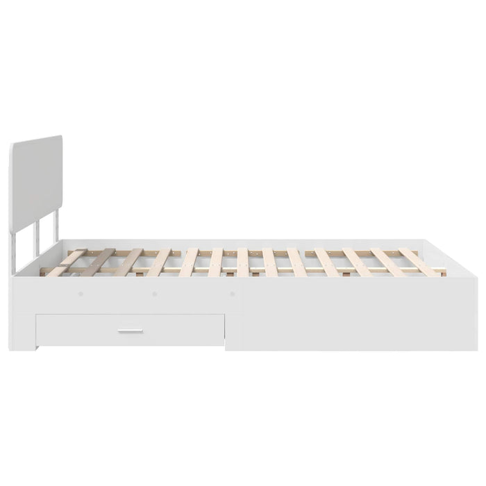 Cadru de pat cu headboard Alb 140 x 190 cm Lemn compozit - WALTI WALTI