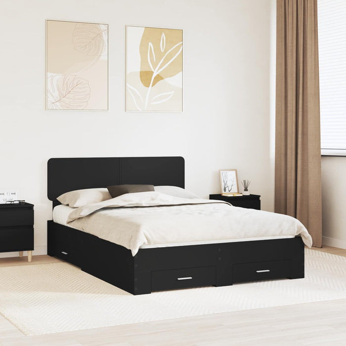 Cadru de pat cu headboard Negru 140 x 190 cm Lemn compozit - WALTI WALTI