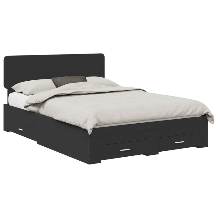 Cadru de pat cu headboard Negru 140 x 190 cm Lemn compozit - WALTI WALTI