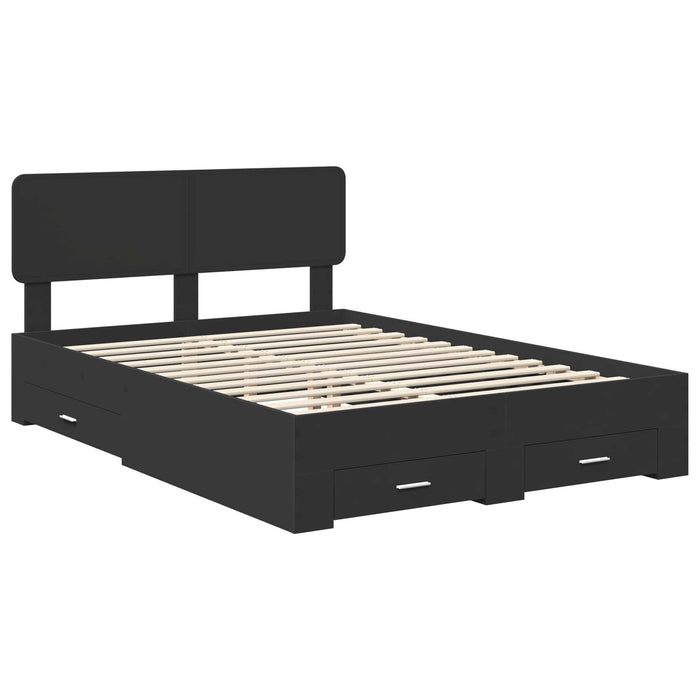 Cadru de pat cu headboard Negru 140 x 190 cm Lemn compozit - WALTI WALTI