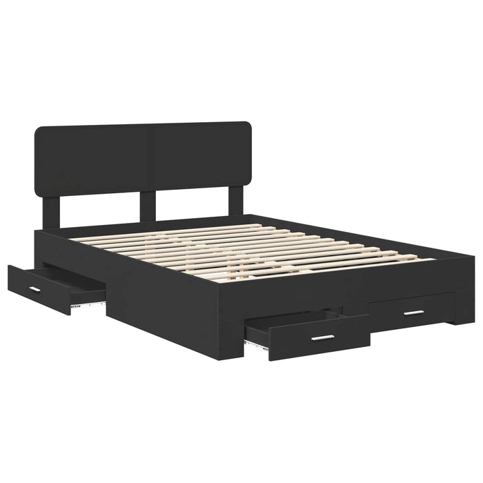 Cadru de pat cu headboard Negru 140 x 190 cm Lemn compozit - WALTI WALTI