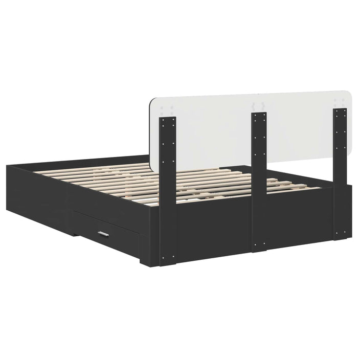 Cadru de pat cu headboard Negru 140 x 190 cm Lemn compozit - WALTI WALTI