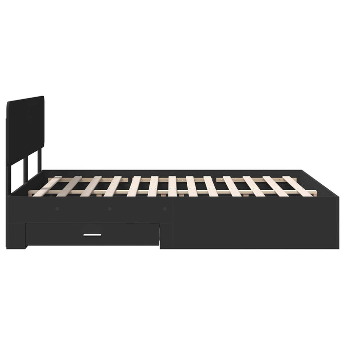 Cadru de pat cu headboard Negru 140 x 190 cm Lemn compozit - WALTI WALTI