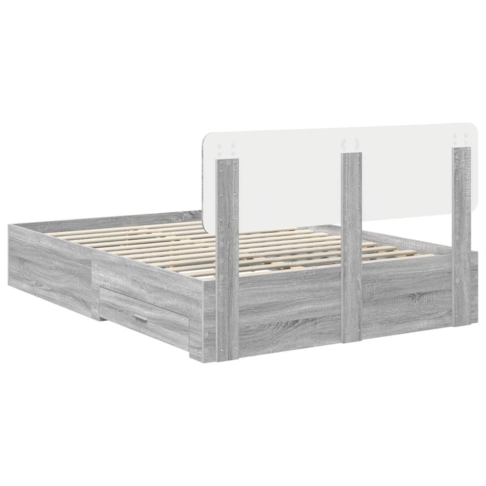 Cadru de pat cu headboard Gri Sonoma 140 x 190 cm Lemn compozit - WALTI WALTI