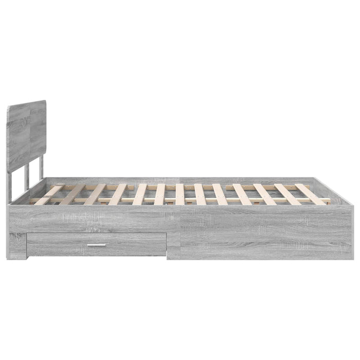 Cadru de pat cu headboard Gri Sonoma 140 x 190 cm Lemn compozit - WALTI WALTI