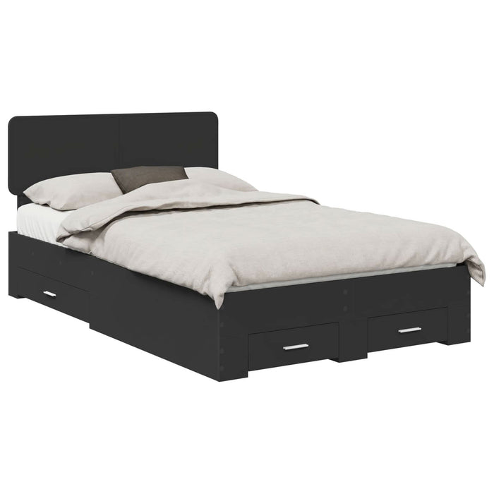 Cadru de pat cu headboard Negru 135 x 190 cm Lemn compozit - WALTI WALTI
