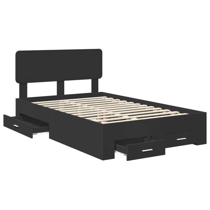 Cadru de pat cu headboard Negru 135 x 190 cm Lemn compozit - WALTI WALTI