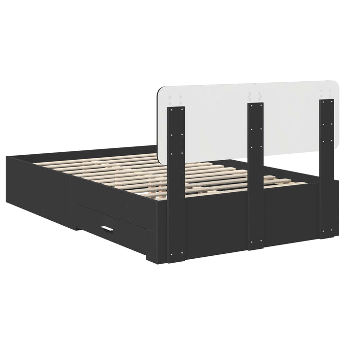 Cadru de pat cu headboard Negru 135 x 190 cm Lemn compozit - WALTI WALTI