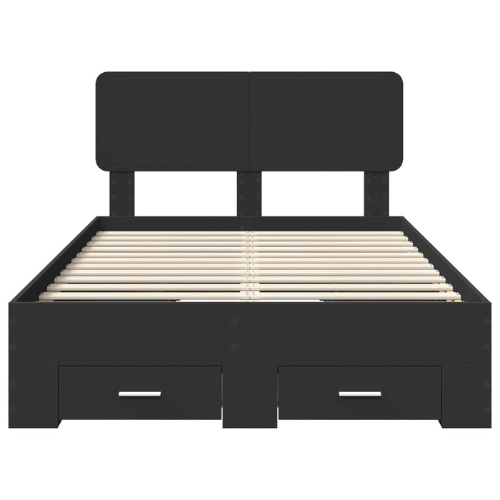 Cadru de pat cu headboard Negru 135 x 190 cm Lemn compozit - WALTI WALTI