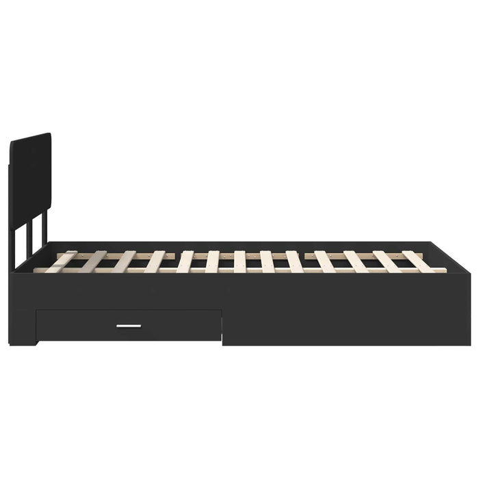 Cadru de pat cu headboard Negru 135 x 190 cm Lemn compozit - WALTI WALTI
