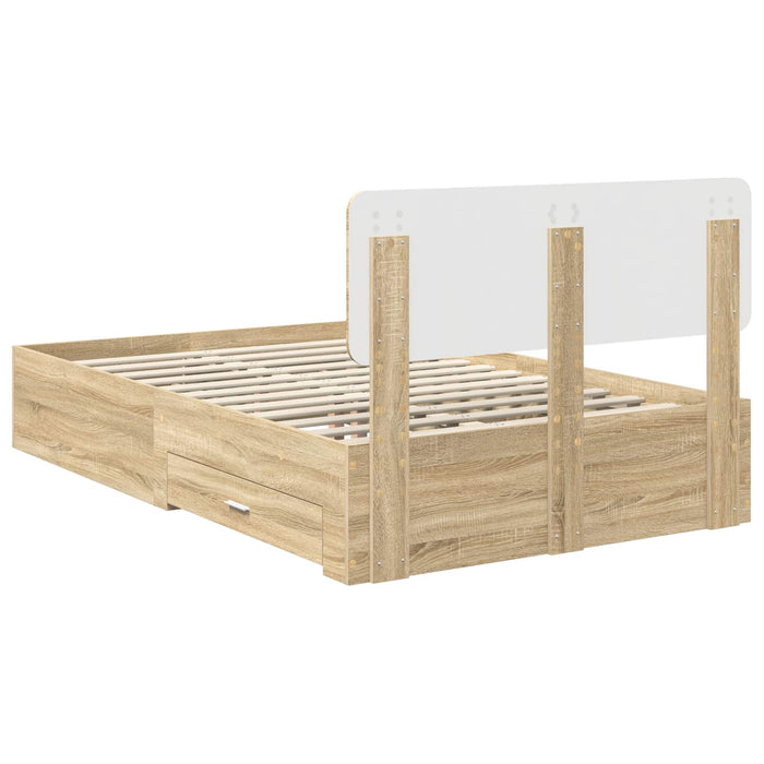 Cadru de pat cu sertar Stejar Sonoma 135 x 190 cm Lemn compozit - WALTI WALTI