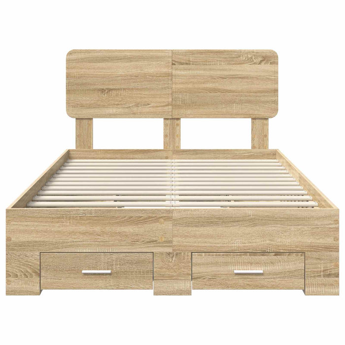 Cadru de pat cu sertar Stejar Sonoma 135 x 190 cm Lemn compozit - WALTI WALTI