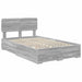 Cadru de pat cu headboard Gri Sonoma 135 x 190 cm Lemn compozit - WALTI WALTI