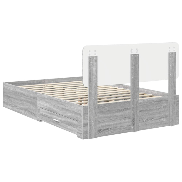 Cadru de pat cu headboard Gri Sonoma 135 x 190 cm Lemn compozit - WALTI WALTI