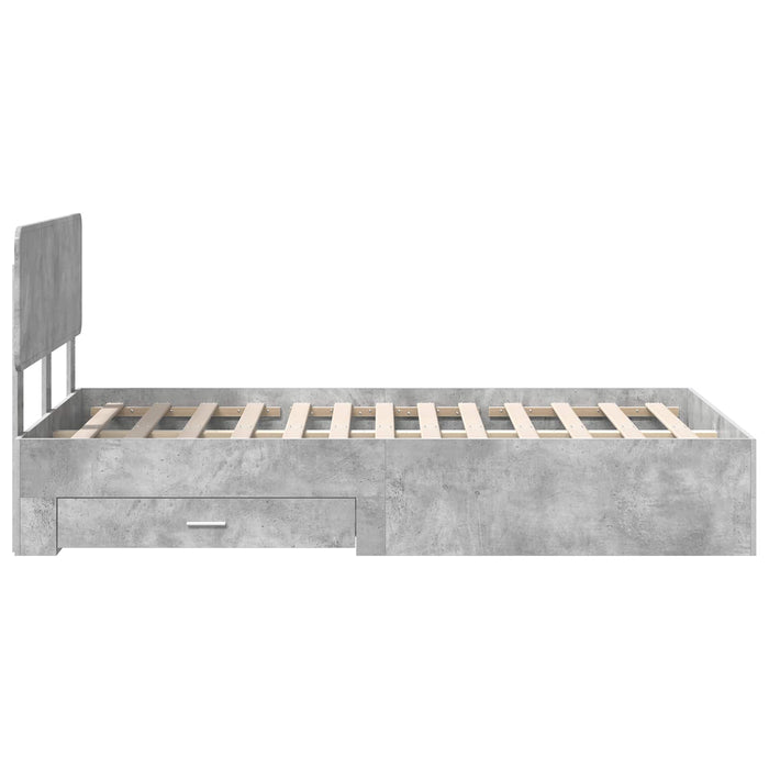 Cadru de pat cu sertar Gri din beton 120 x 200 cm Lemn compozit - WALTI WALTI