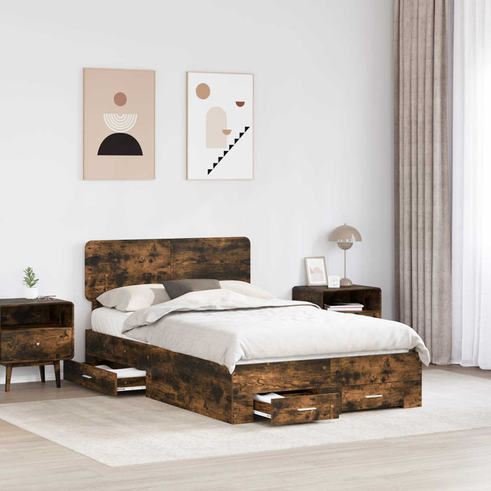 Cadru de pat Stejar fumuriu 120 x 200 cm Lemn compozit - WALTI WALTI