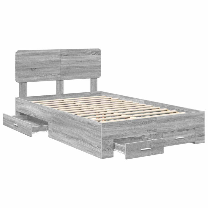 Cadru de pat cu headboard Gri Sonoma 120 x 200 cm Lemn compozit - WALTI WALTI