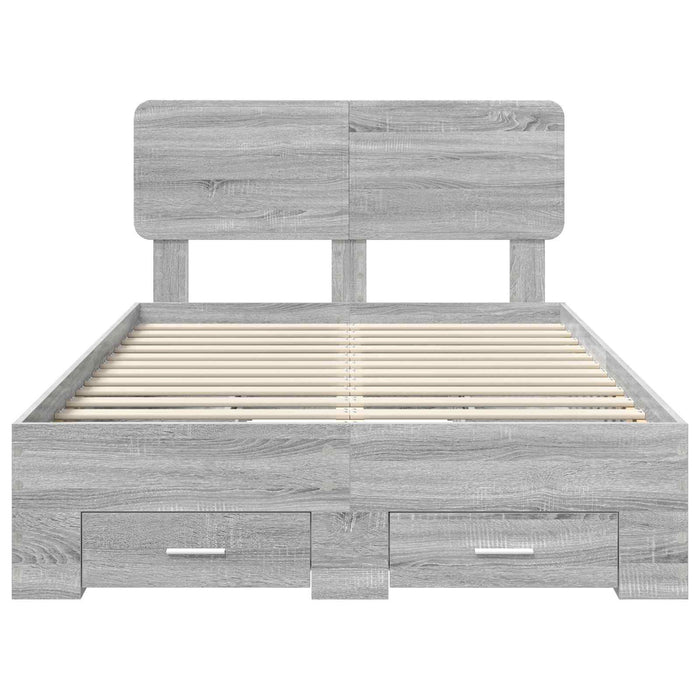 Cadru de pat cu headboard Gri Sonoma 120 x 200 cm Lemn compozit - WALTI WALTI