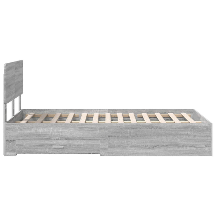 Cadru de pat cu headboard Gri Sonoma 120 x 200 cm Lemn compozit - WALTI WALTI