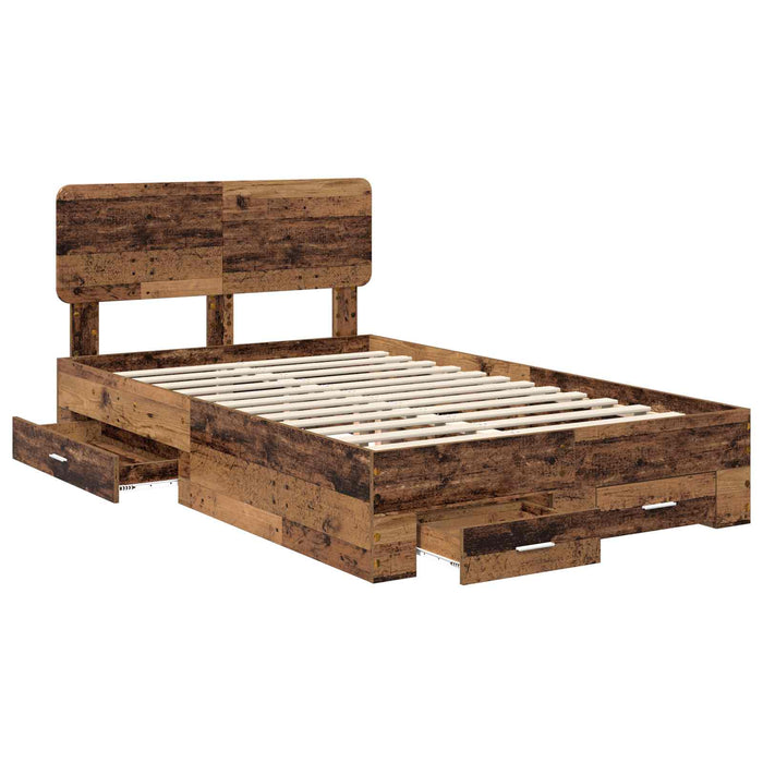 Cadru de pat cu headboard Lemn vechi 120 x 190 cm Lemn compozit - WALTI WALTI