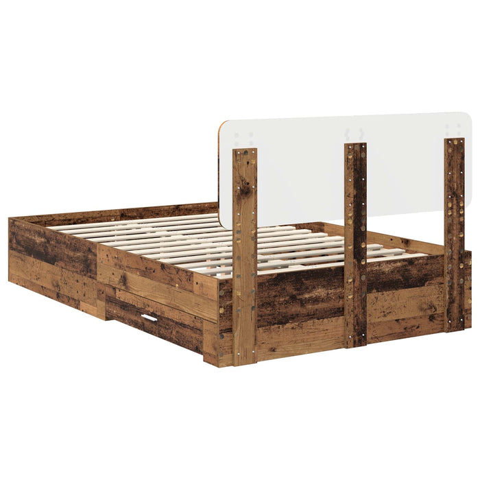 Cadru de pat cu headboard Lemn vechi 120 x 190 cm Lemn compozit - WALTI WALTI
