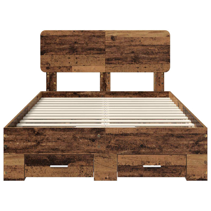 Cadru de pat cu headboard Lemn vechi 120 x 190 cm Lemn compozit - WALTI WALTI