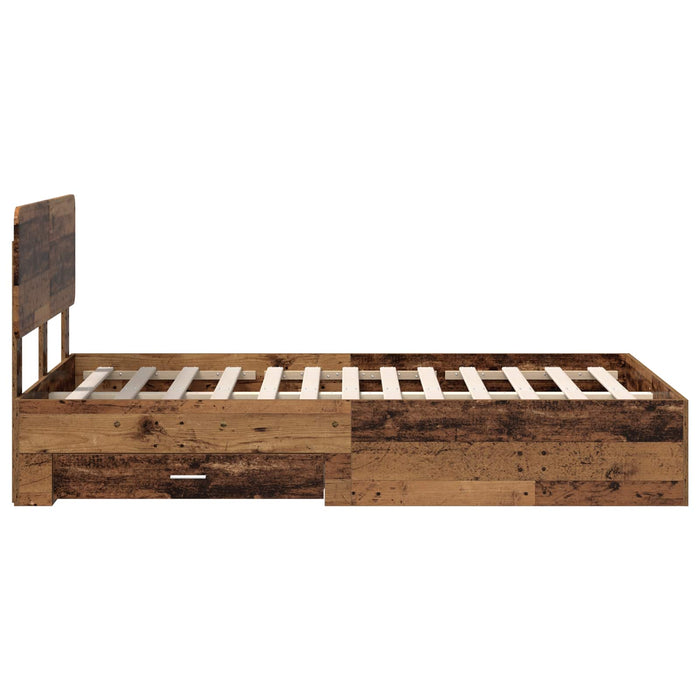 Cadru de pat cu headboard Lemn vechi 120 x 190 cm Lemn compozit - WALTI WALTI