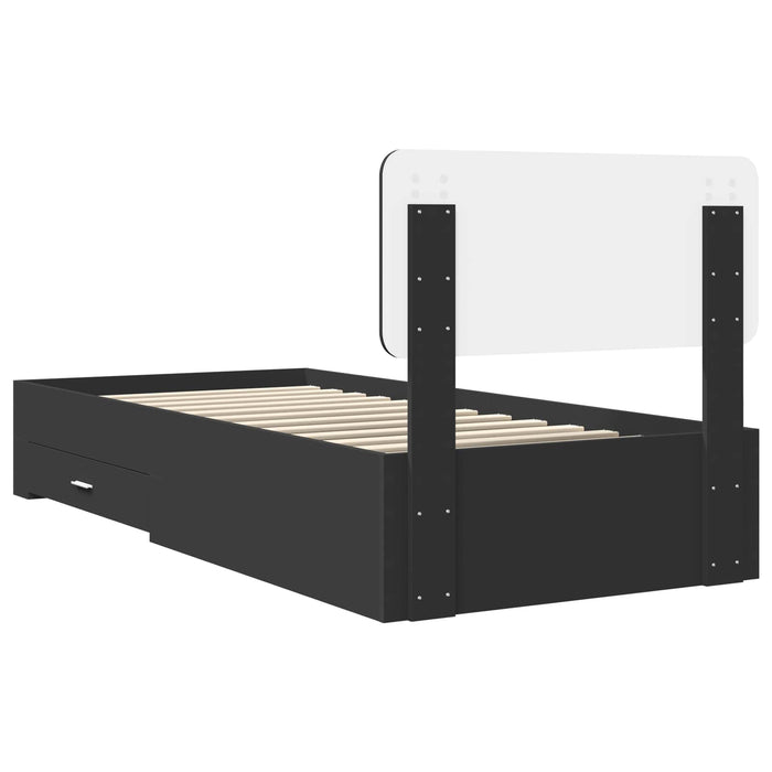 Cadru de pat cu headboard Negru 100 x 200 cm Lemn compozit - WALTI WALTI