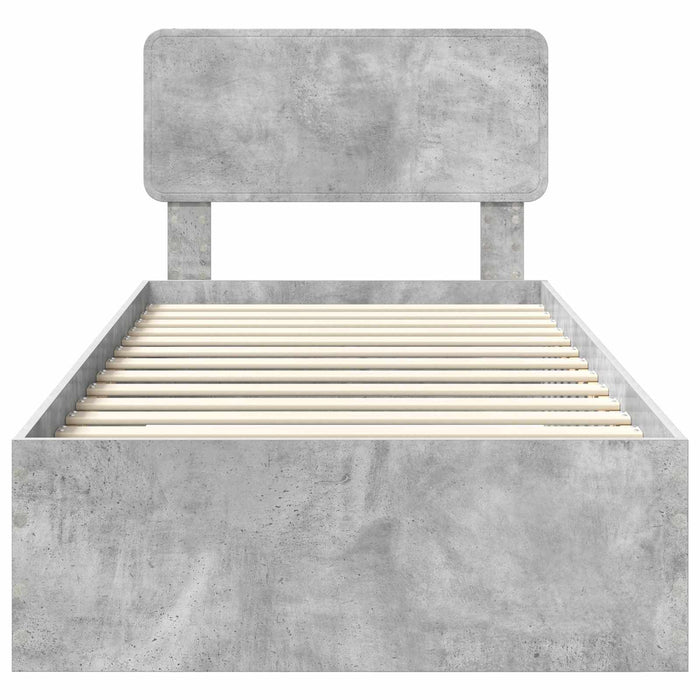 Cadru de pat cu sertar Gri din beton 100 x 200 cm Lemn compozit - WALTI WALTI