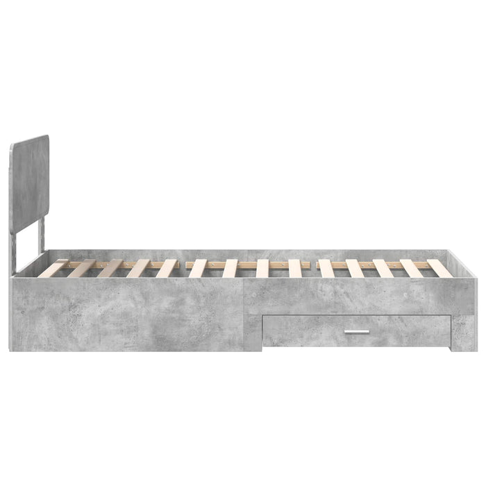 Cadru de pat cu sertar Gri din beton 100 x 200 cm Lemn compozit - WALTI WALTI