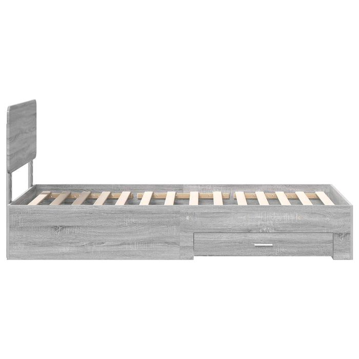 Cadru de pat cu headboard Gri Sonoma 100 x 200 cm Lemn compozit - WALTI WALTI