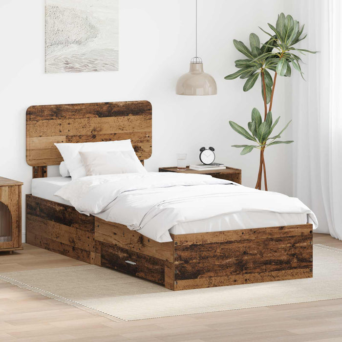 Cadru de pat cu headboard Lemn vechi 90 x 200 cm Lemn compozit - WALTI WALTI