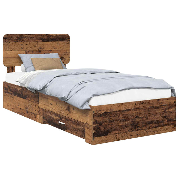 Cadru de pat cu headboard Lemn vechi 90 x 200 cm Lemn compozit - WALTI WALTI