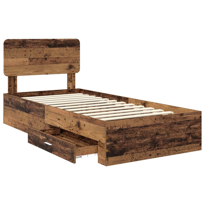 Cadru de pat cu headboard Lemn vechi 90 x 200 cm Lemn compozit - WALTI WALTI