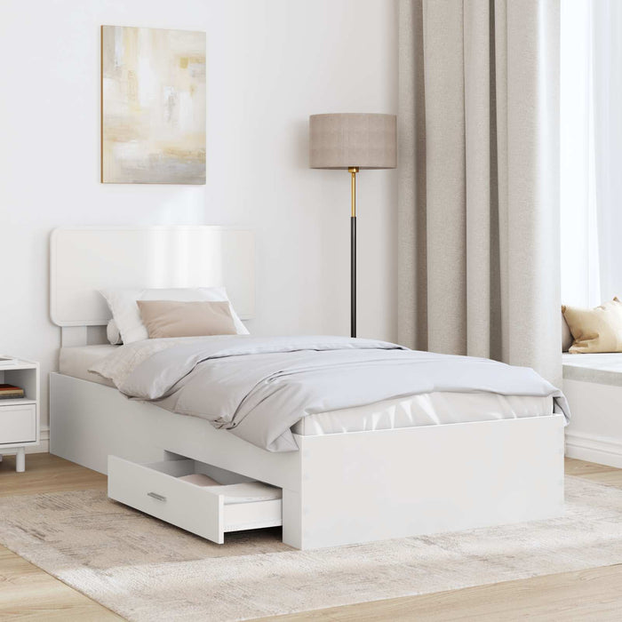 Cadru de pat cu headboard Alb 90 x 190 cm Lemn compozit - WALTI WALTI
