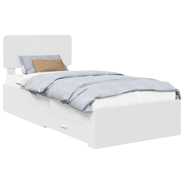 Cadru de pat cu headboard Alb 90 x 190 cm Lemn compozit - WALTI WALTI