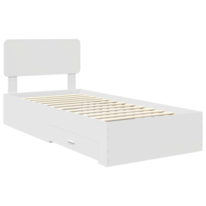 Cadru de pat cu headboard Alb 90 x 190 cm Lemn compozit - WALTI WALTI