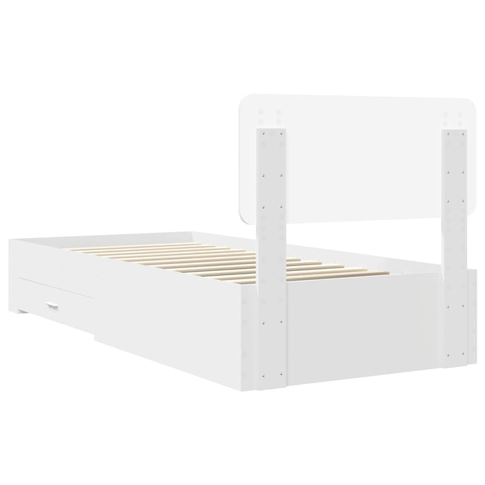 Cadru de pat cu headboard Alb 90 x 190 cm Lemn compozit - WALTI WALTI