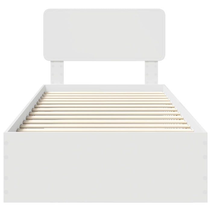 Cadru de pat cu headboard Alb 90 x 190 cm Lemn compozit - WALTI WALTI