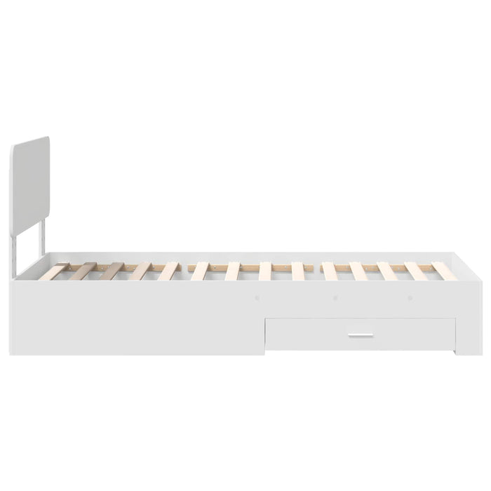 Cadru de pat cu headboard Alb 90 x 190 cm Lemn compozit - WALTI WALTI