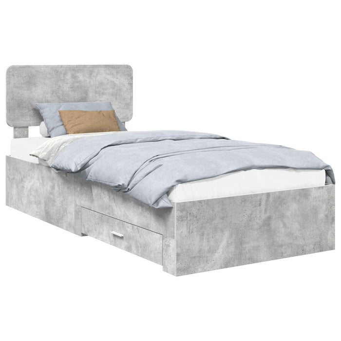 Cadru de pat cu sertar Gri din beton 90 x 190 cm Lemn compozit - WALTI WALTI