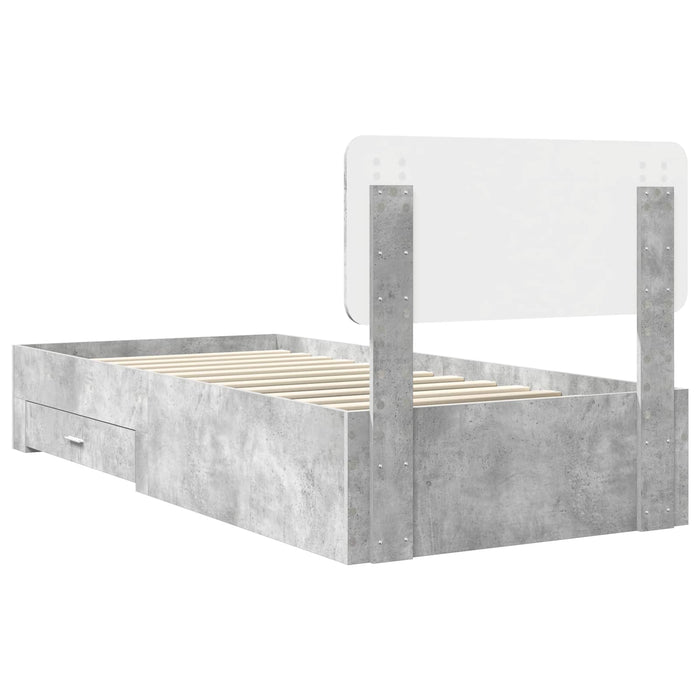 Cadru de pat cu sertar Gri din beton 90 x 190 cm Lemn compozit - WALTI WALTI