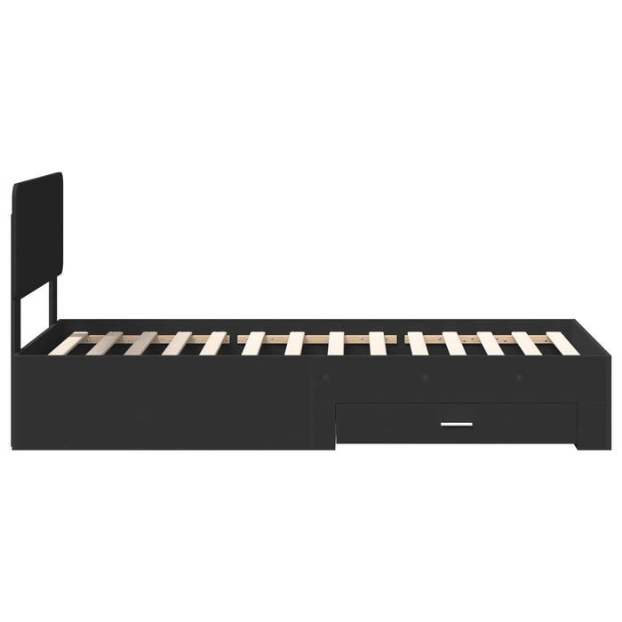 Cadru de pat cu headboard Negru 75 x 190 cm Lemn compozit - WALTI WALTI