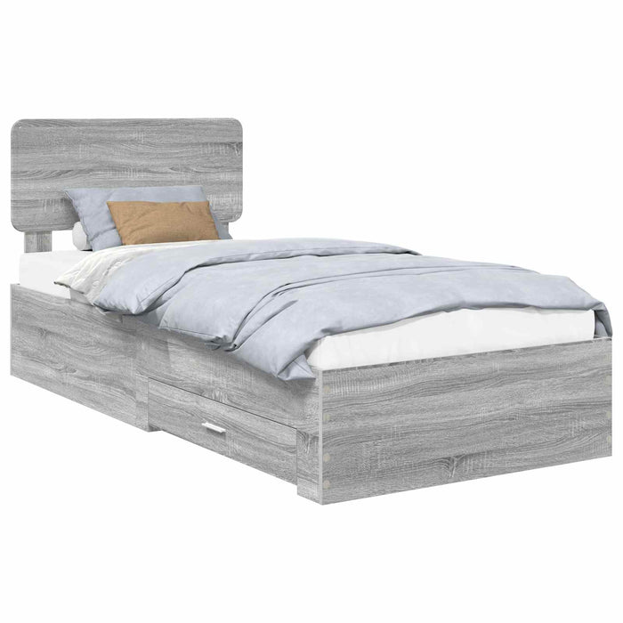 Cadru de pat cu headboard Gri Sonoma 75 x 190 cm Lemn compozit - WALTI WALTI