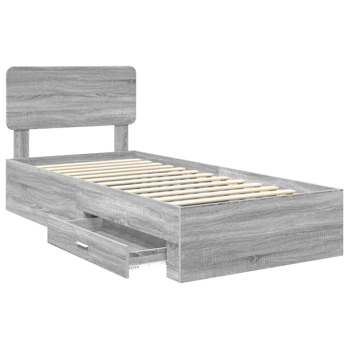 Cadru de pat cu headboard Gri Sonoma 75 x 190 cm Lemn compozit - WALTI WALTI