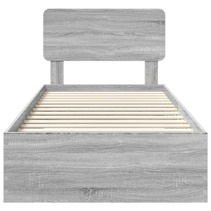 Cadru de pat cu headboard Gri Sonoma 75 x 190 cm Lemn compozit - WALTI WALTI