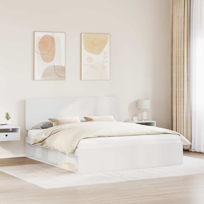 Cadru de pat cu headboard Alb 200 x 200 cm Lemn de pin masiv - WALTI WALTI