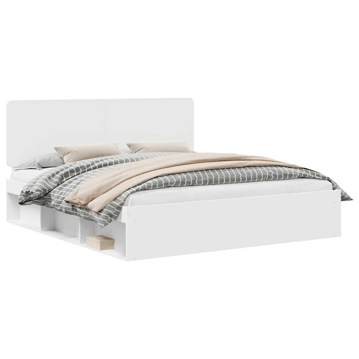 Cadru de pat cu headboard Alb 200 x 200 cm Lemn de pin masiv - WALTI WALTI