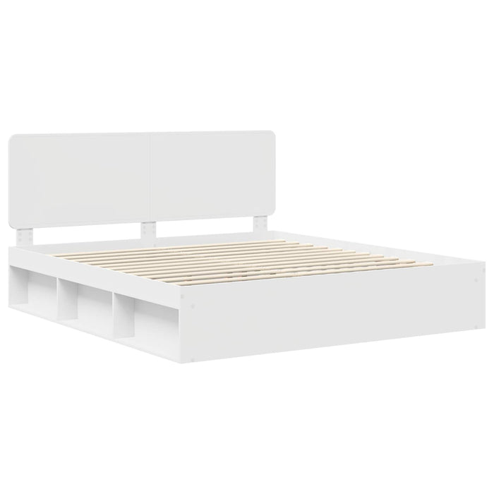 Cadru de pat cu headboard Alb 200 x 200 cm Lemn de pin masiv - WALTI WALTI